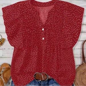 Red Polka Dot Women's Top